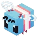 Minecraft bee character colored with the transgender pride flag stripes.