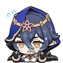 Layla from Genshin Impact with a nervous expression and sweat drop, holding her hands up in a determined gesture.