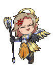Chibi angel character with a red angry vein symbol on her forehead and a smug, annoyed expression.