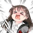 Anime girl with brown hair screaming with an intense, frustrated facial expression.