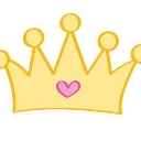 Golden crown with a small pink heart in the center.