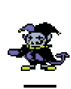 Jevil the jester from Deltarune with a mischievous expression.