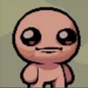 Isaac character with a smug, knowing smirk and wide eyes.