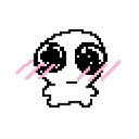 TBH creature with large black eyes and pink blush lines on its cheeks.