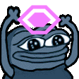 Pepe the Frog characters in various colors holding glowing hexagonal Nitro gems above their heads.