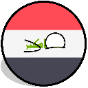 Iraq countryball with squinting eyes expressing a suspicious look.