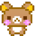 Rilakkuma bear with bright pink blushing cheeks and a shy expression.