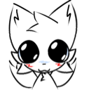 Boykisser creature with large black eyes and red blushing cheeks looking forward.
