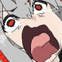 Anime girl with gray hair crying with a wide-open mouth in a dramatic tantrum.