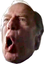 Chuck McGill with a wide open mouth in a surprised expression.