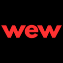 Text reading wew in bold red lowercase letters against a solid black background.