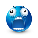 Blue emoji with wide eyes and an open mouth screaming in panic.