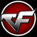 A metallic CF logo set against a red circle background.