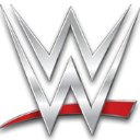 WWE logo featuring a stylized silver W on a black background with a red accent.