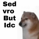 Cheems the dog looking sideways with the text Sed vro But Idc.