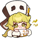 Chibi anime character with large glossy eyes looking sad and sniffing.