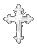 Four identical silver crosses arranged in a horizontal row.