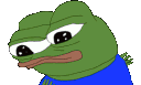 Pepe the Frog performing a dabbing dance move in pixel art style.