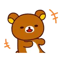 Rilakkuma the brown bear looking angry and throwing a tantrum.