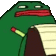 Pepe the Frog holding a notepad and pen with a smug expression.