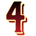 A stylized number four with a dark red gradient and a glowing gold border.