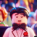 Lego minifigure wearing a tuxedo with a wide-eyed expression of shock.