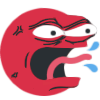 Pepe the Frog character with a bright red face screaming with a wide-open mouth.