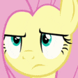 Fluttershy from My Little Pony rolling her eyes with a skeptical expression.