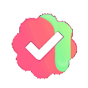 A stylized, multi-colored badge icon containing a white checkmark.
