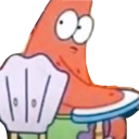 Patrick Star looking with a blank, suspicious expression.