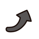 Dark gray arrow pointing diagonally upward.