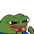 Pepe the Frog with a smug expression performing a punching motion.