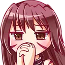 Anime girl with brown hair clasping her hands together in a pleading, hopeful gesture.