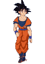 Goku performs a facepalm gesture while looking down in an animated pixel art style.
