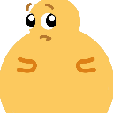 A yellow blob character with a confused expression and wide eyes.