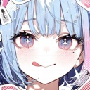 Anime girl with blue hair sticking her tongue out with a mischievous expression.