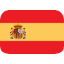 Spain flag with horizontal red and yellow stripes and the national coat of arms.