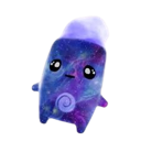 A cute, small creature with a galaxy-patterned body and large, expressive eyes floating in space.