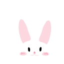 White rabbit with long ears and pink blushing cheeks looking shy.