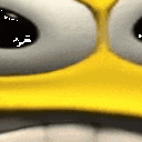 A character's eyes and brow in an extreme close-up, staring intensely.