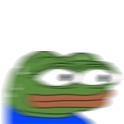Pepe the Frog face with a heavy motion blur effect creating a dizzy and confused expression.