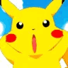 Pikachu with a wide-eyed, open-mouthed expression of shock against a blue sky background.