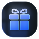 A blue gift box with a ribbon on a dark background.