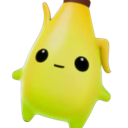 A cute yellow banana character with a simple face and small limbs.