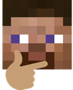 Steve from Minecraft with a hand on his chin in a thinking pose.