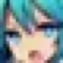 Hatsune Miku with large, sparkling blue eyes looking upward in wonder.