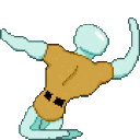 Handsome Squidward in a brown leotard performing a dramatic dance surrounded by floating pink cherry blossom petals.