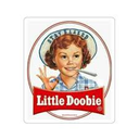 Little Debbie mascot character holding a joint in her mouth with the text Little Doobie below her.
