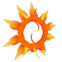 Sun bloom icon with orange and yellow petal-like rays radiating from a central circle.