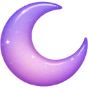 Crescent moon with a purple gradient and small white sparkles.